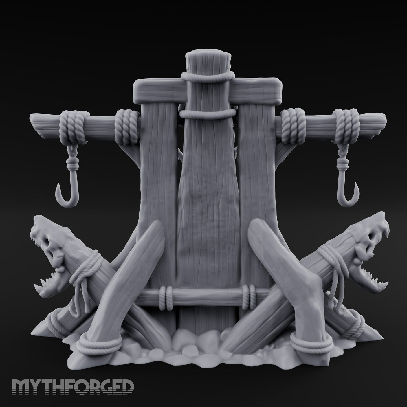 Hook-Hung Rune-Etched Idol Throne Altar Miniature for Dungeons and Dragons, Pathfinder or other TTRPGs