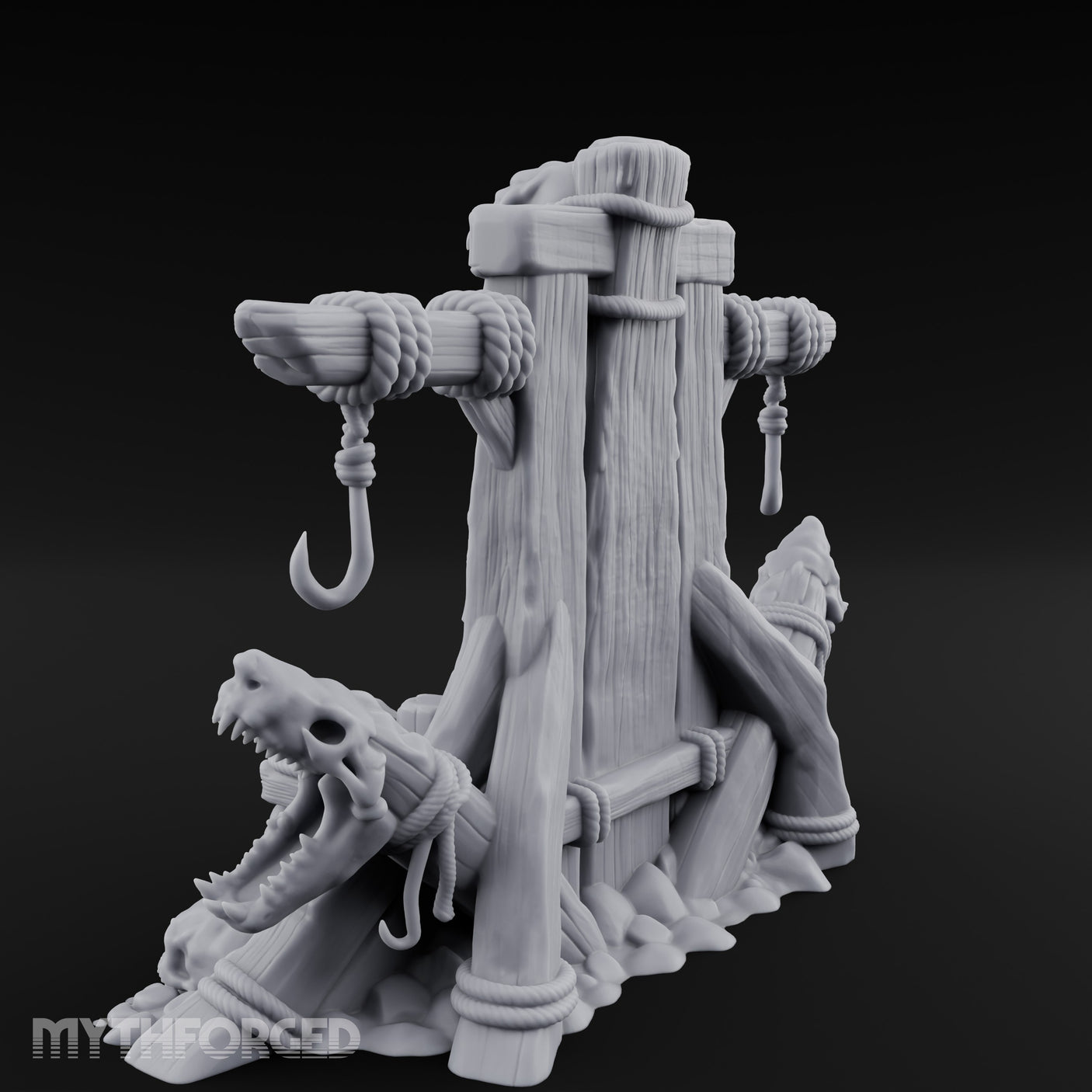 Hook-Hung Rune-Etched Idol Throne Altar Miniature for Dungeons and Dragons, Pathfinder or other TTRPGs