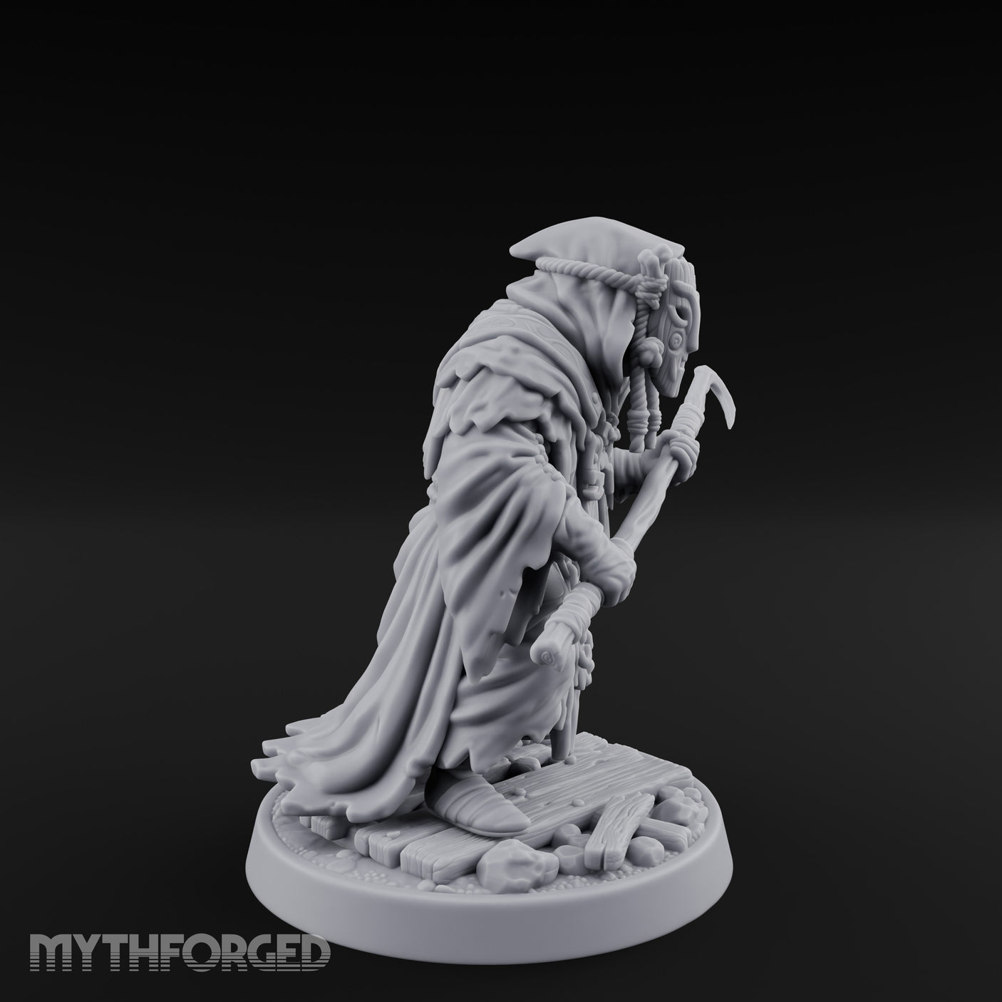 Hook Staff Gripping Human Swamp Scout Miniature for Dungeons and Dragons, Pathfinder or other TTRPGs