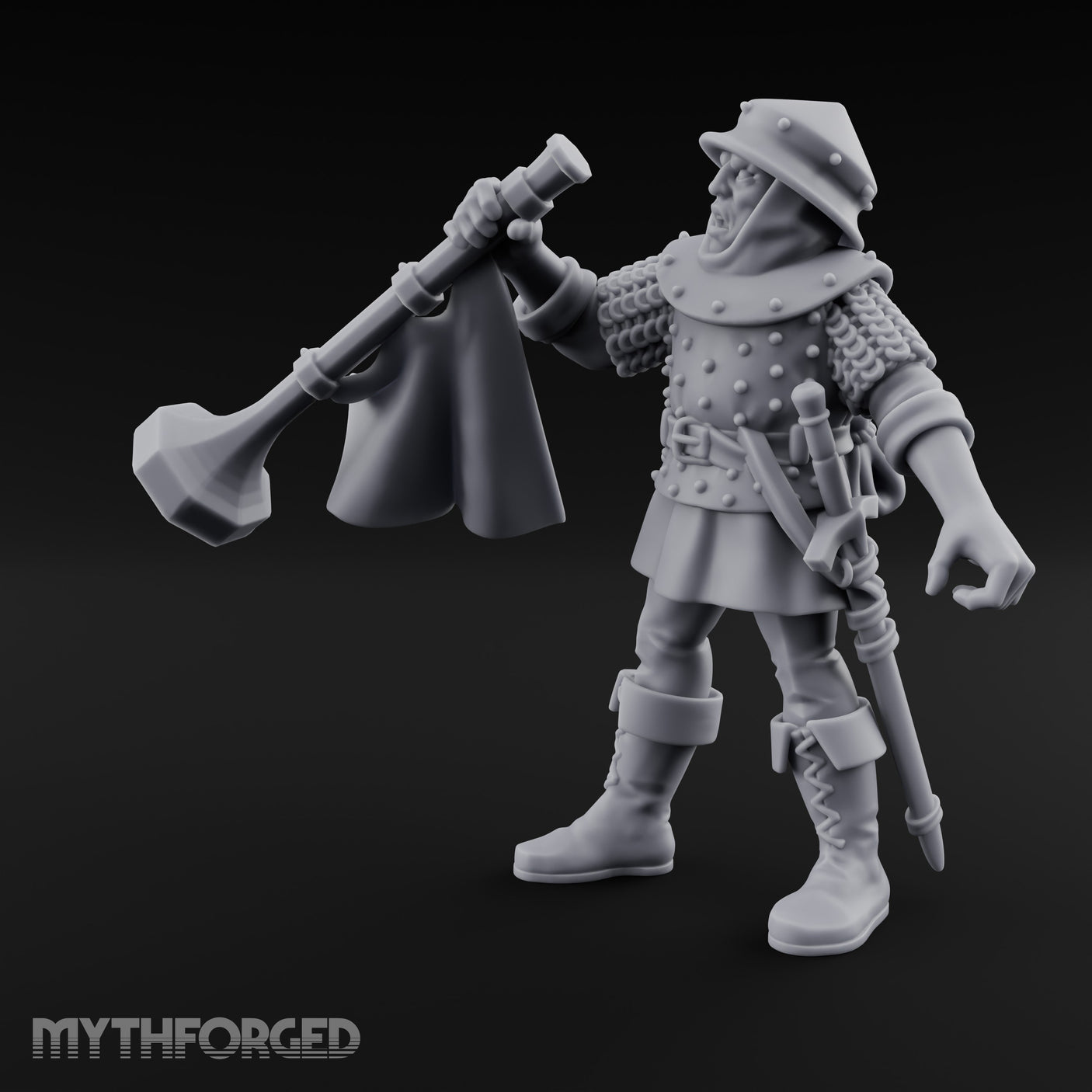 Horn Blaring Shouty Human Musician Miniature for Dungeons and Dragons, Pathfinder or other TTRPGs