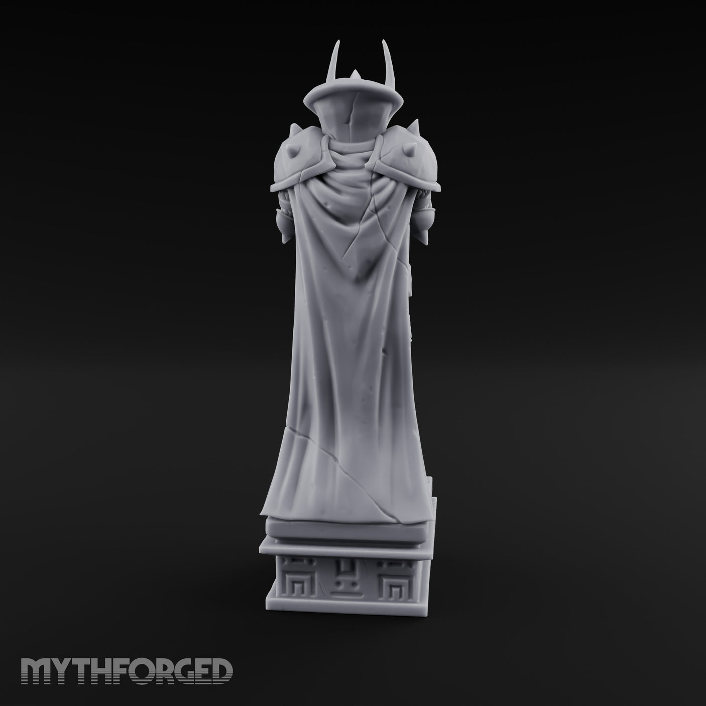 Horn-Helmed Sword-Gripping Armored Warrior Statue gallery 5