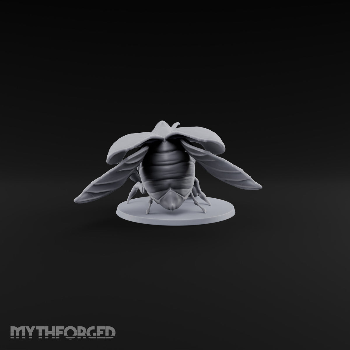Horn Down, Shell Wide Giant Fire Beetle with Rhinoceros Horn and Open Wing Cases — A