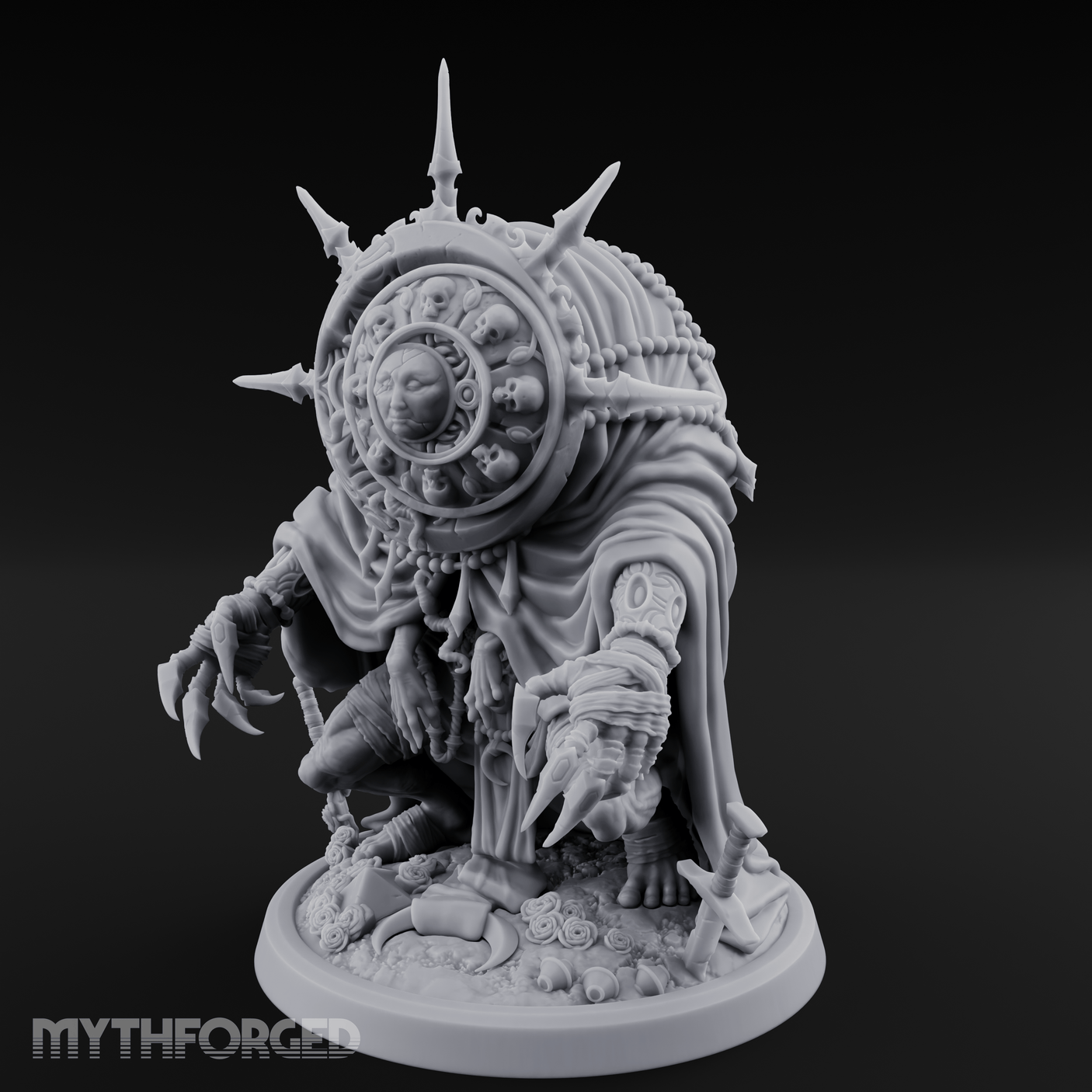 Spikes All Around Golem Timekeeper Construct Miniature for Dungeons and Dragons, Pathfinder or other TTRPGs