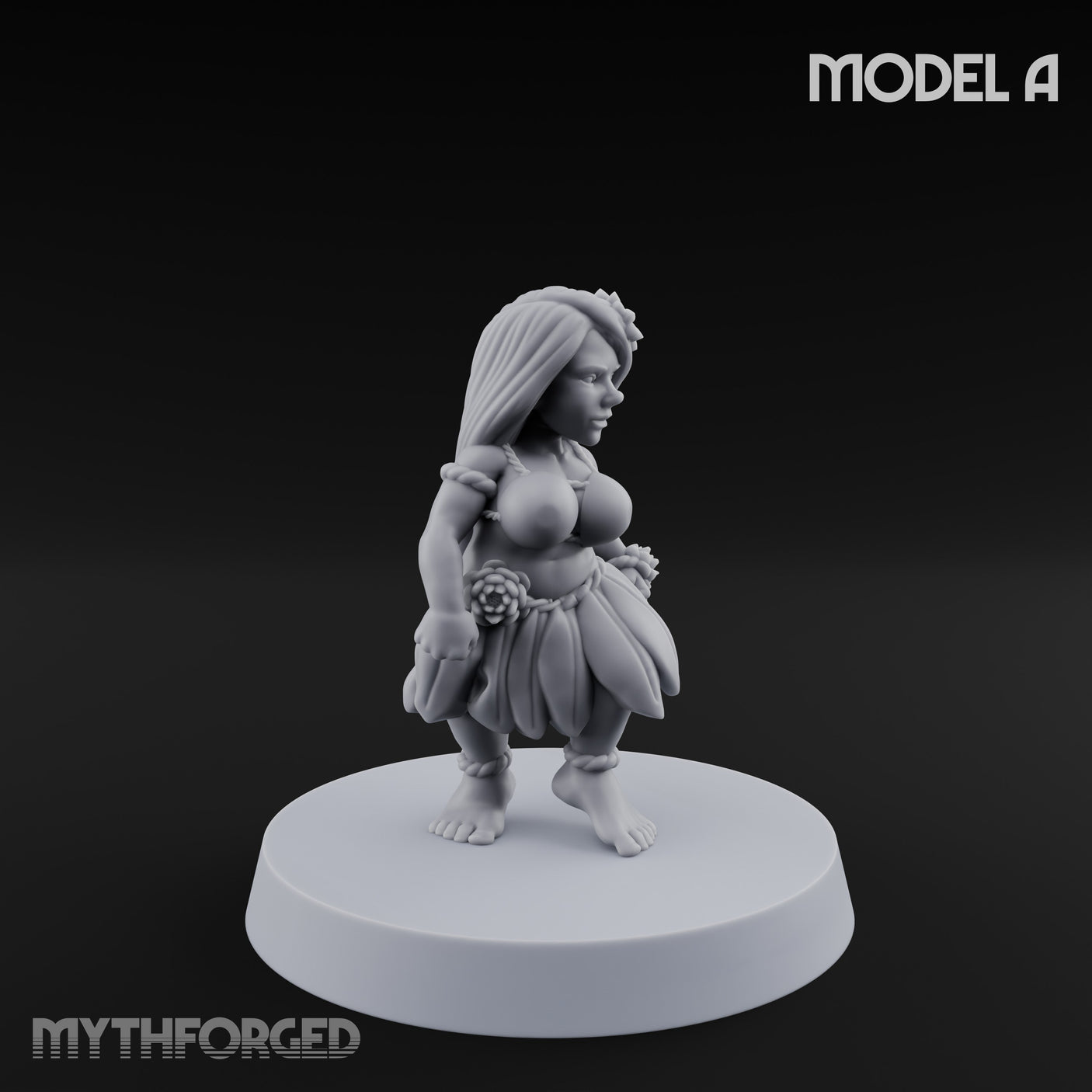 Hula Dancing Halfling Dancer A Miniature for Dungeons and Dragons, Pathfinder or other TTRPGs