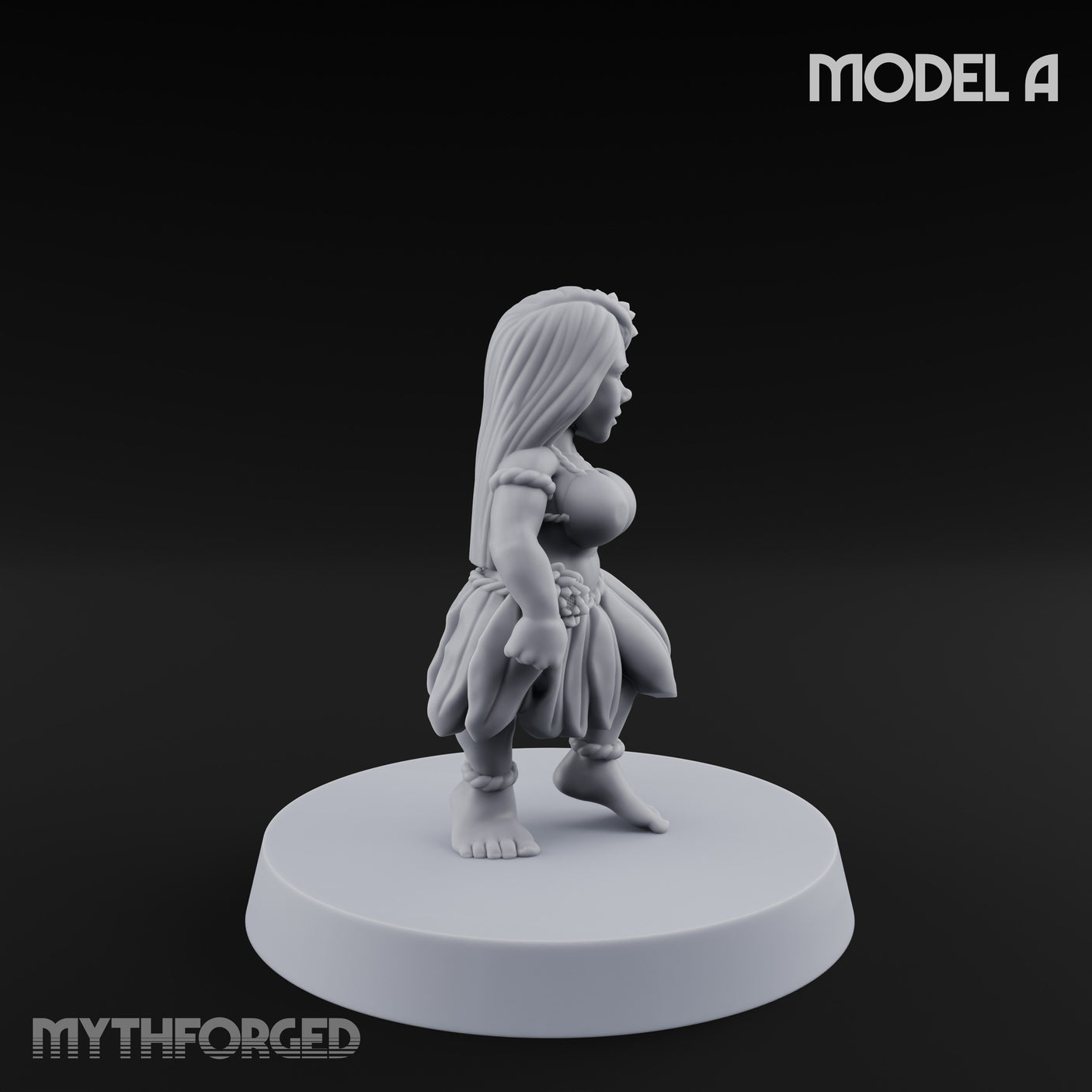 Hula Dancing Halfling Dancer A Miniature for Dungeons and Dragons, Pathfinder or other TTRPGs