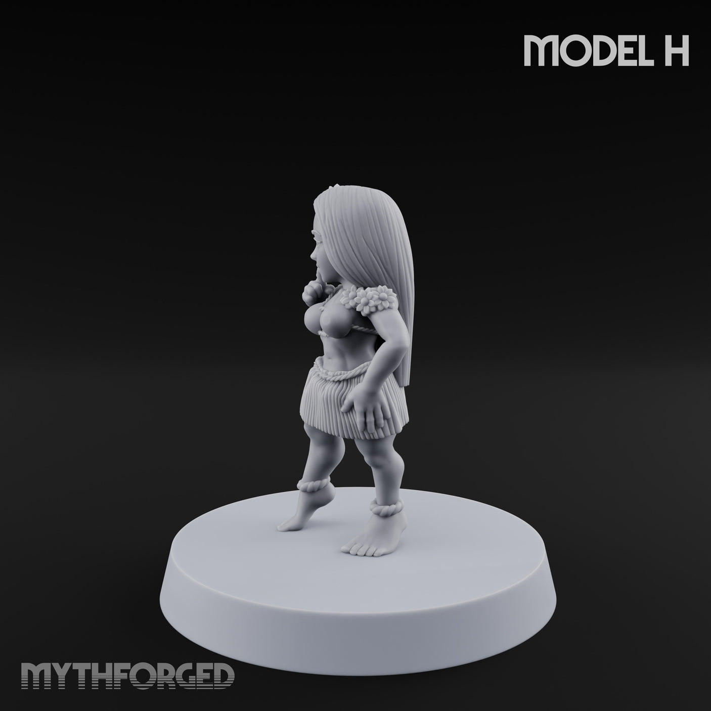 Hula Dancing Halfling Dancer H Miniature for Dungeons and Dragons, Pathfinder or other TTRPGs