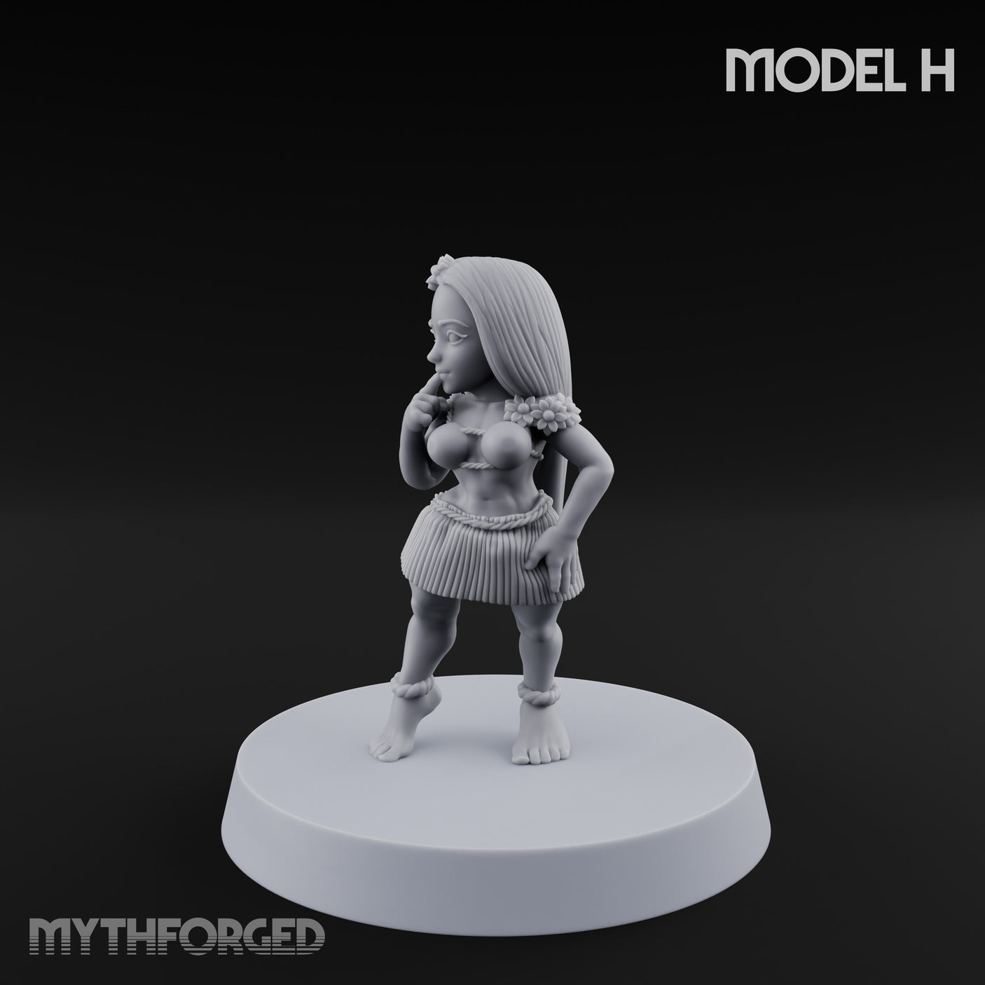 Hula Dancing Halfling Dancer H Miniature for Dungeons and Dragons, Pathfinder or other TTRPGs
