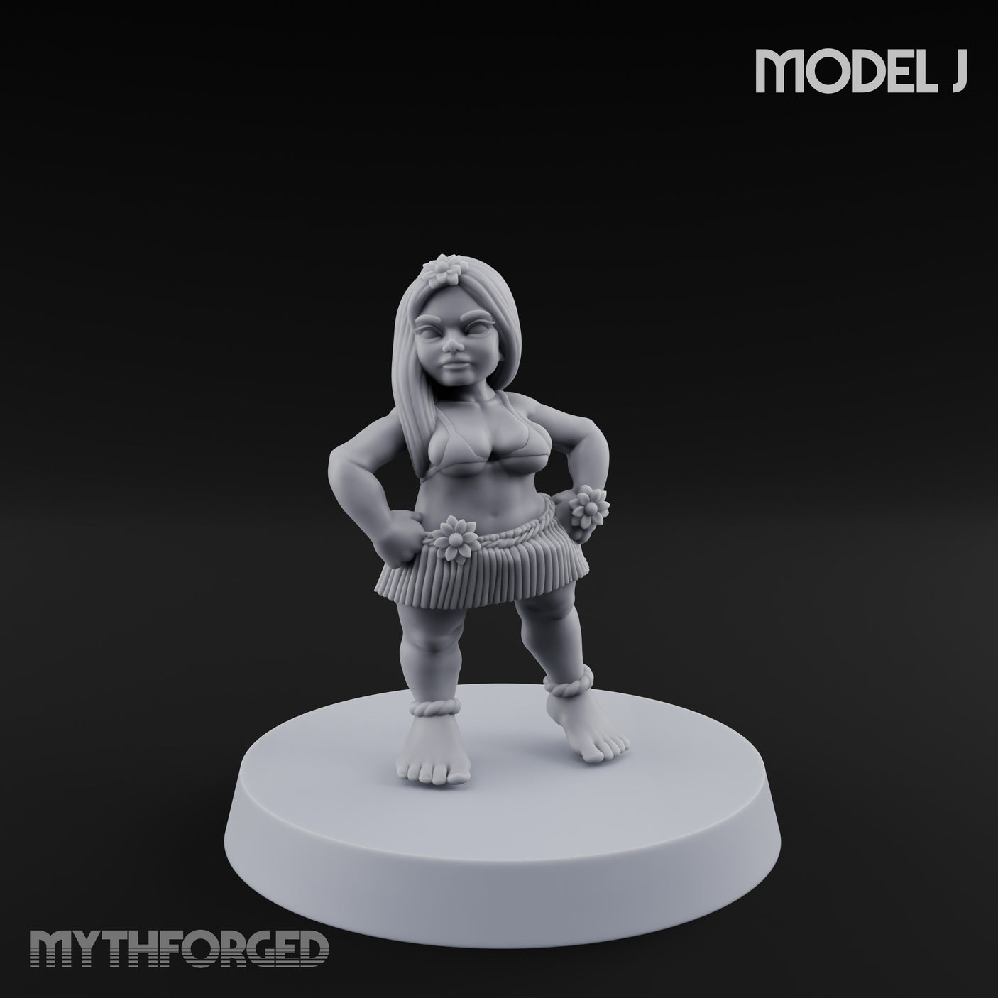 Hula Dancing Halfling Dancer J Miniature for Dungeons and Dragons, Pathfinder or other TTRPGs