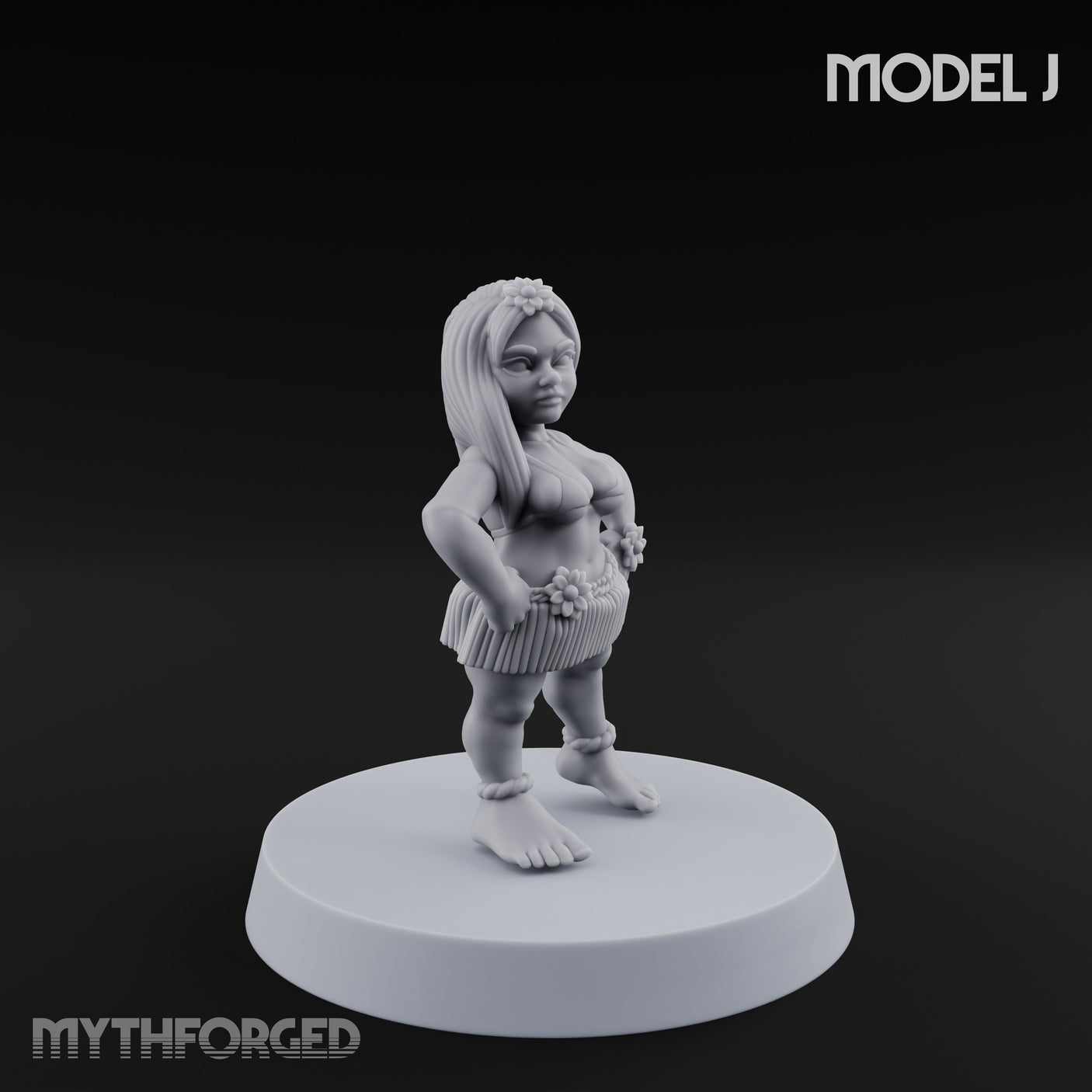 Hula Dancing Halfling Dancer J Miniature for Dungeons and Dragons, Pathfinder or other TTRPGs
