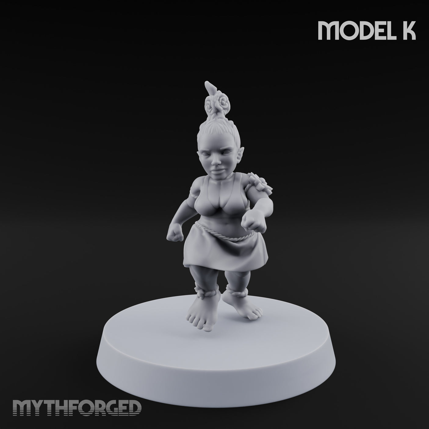 Hula Dancing Halfling Dancer K Miniature for Dungeons and Dragons, Pathfinder or other TTRPGs