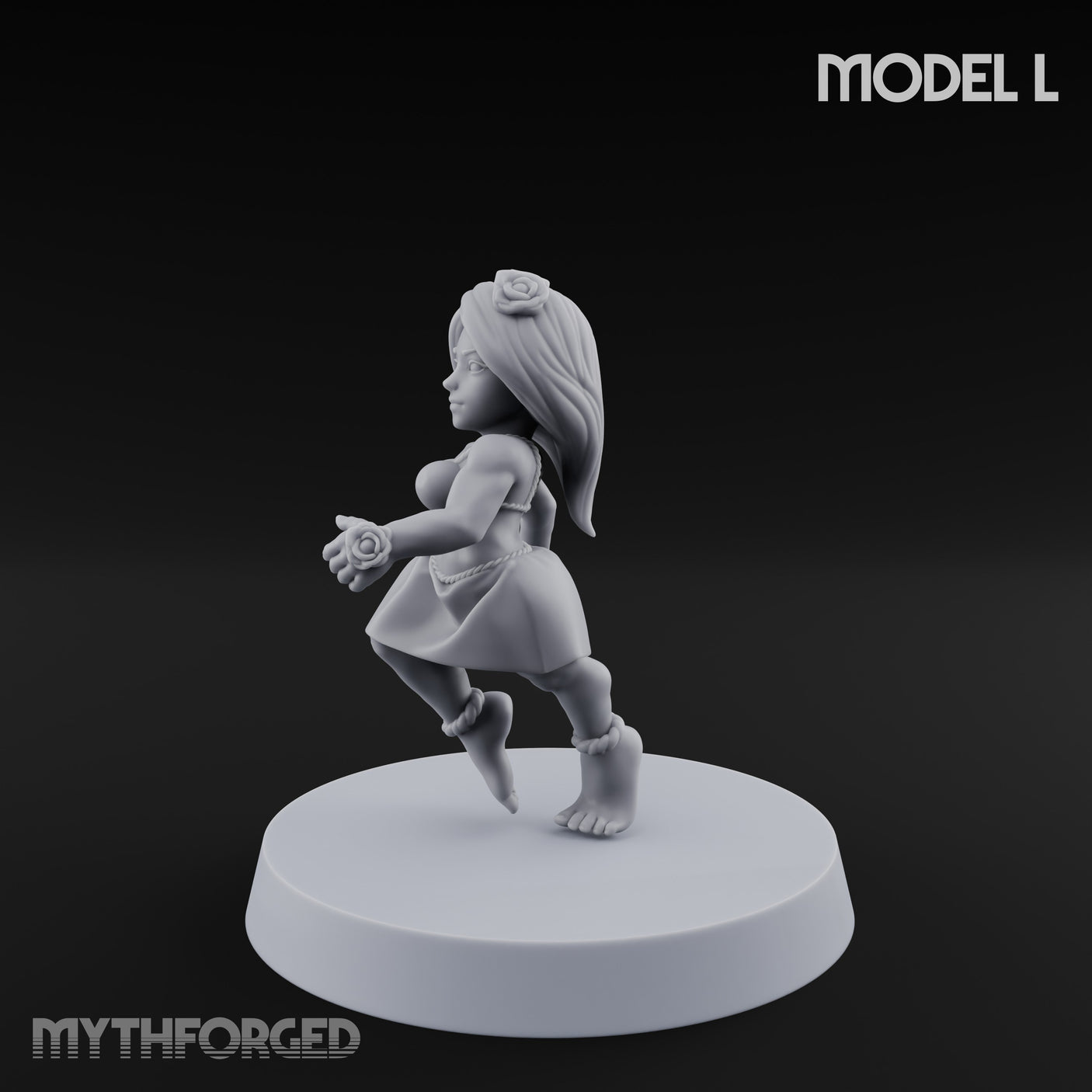 Hula Dancing Halfling Dancer L Miniature for Dungeons and Dragons, Pathfinder or other TTRPGs