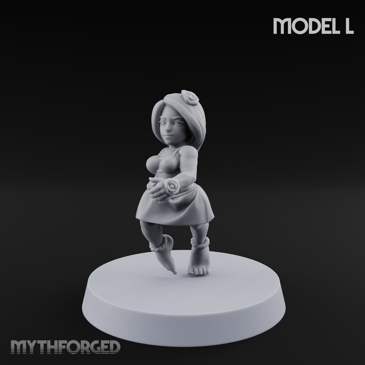 Hula Dancing Halfling Dancer L Miniature for Dungeons and Dragons, Pathfinder or other TTRPGs