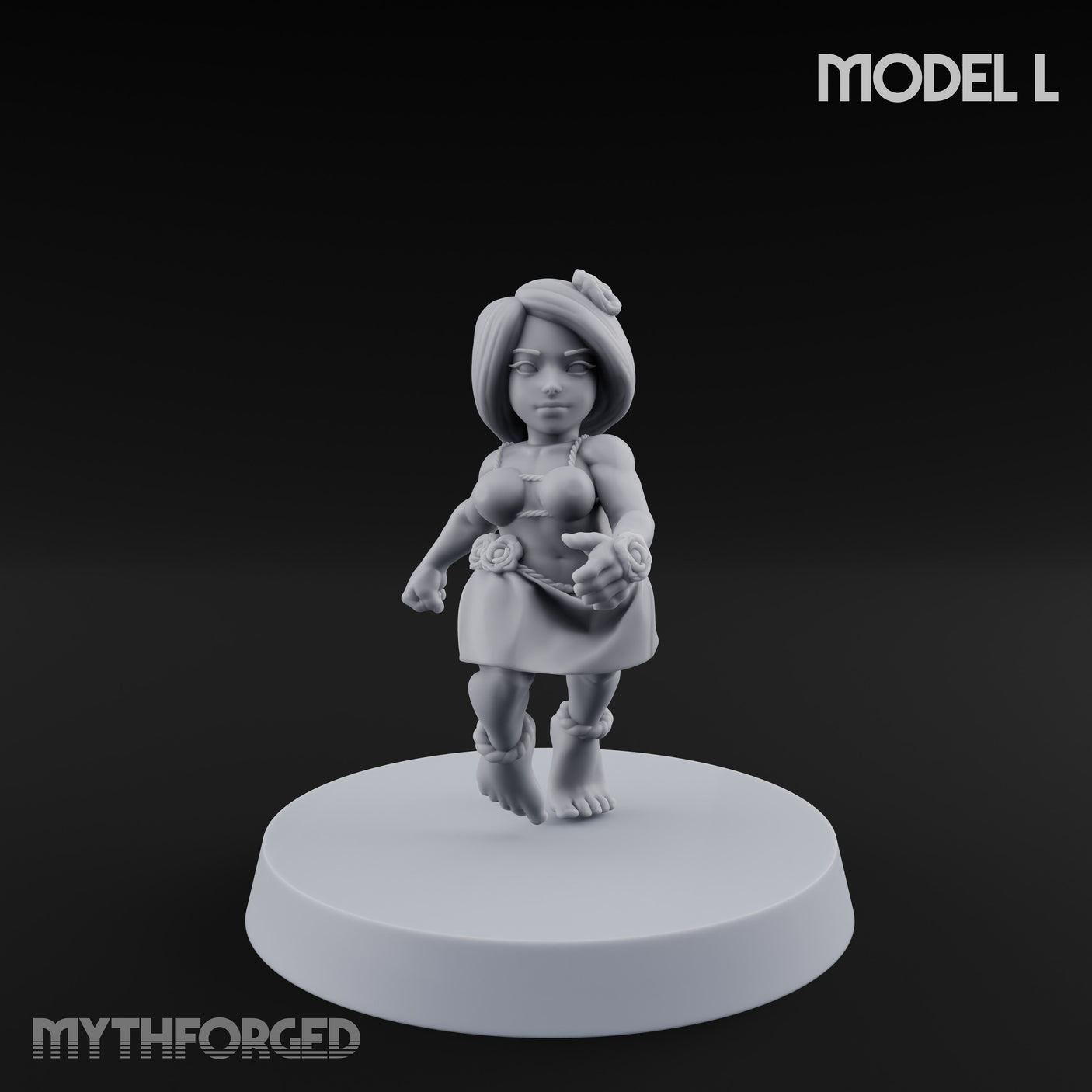 Hula Dancing Halfling Dancer L Miniature for Dungeons and Dragons, Pathfinder or other TTRPGs