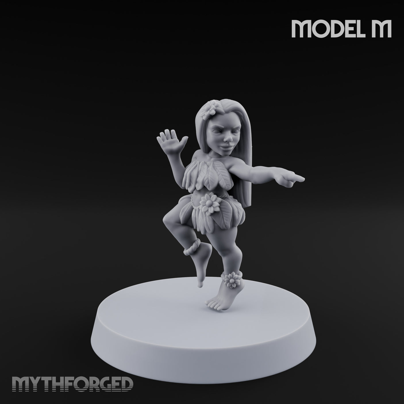 Hula Dancing Halfling Dancer M Miniature for Dungeons and Dragons, Pathfinder or other TTRPGs