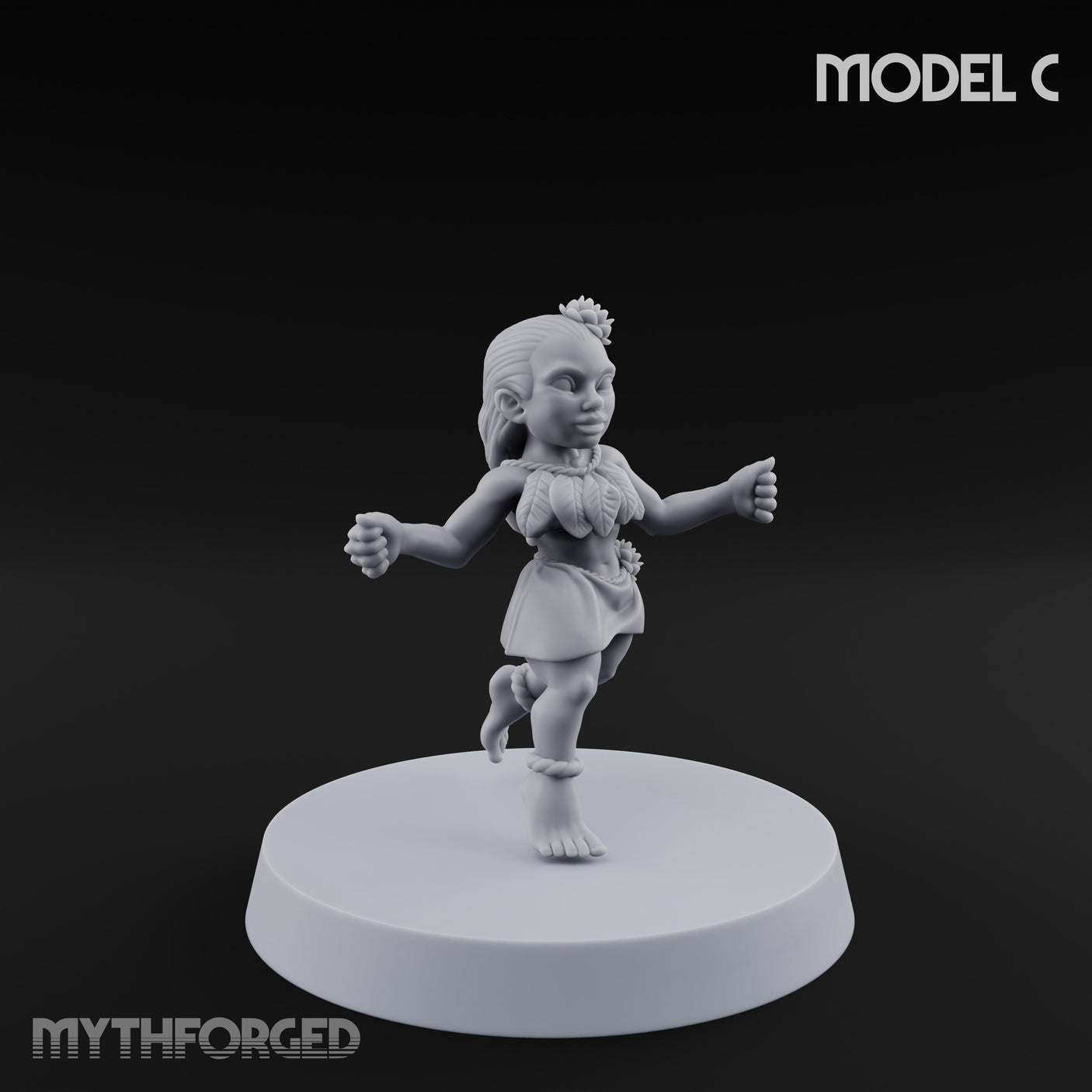 Hula Dancing Halfling Fantasy Football Team Miniature for Dungeons and Dragons, Pathfinder or other TTRPGs