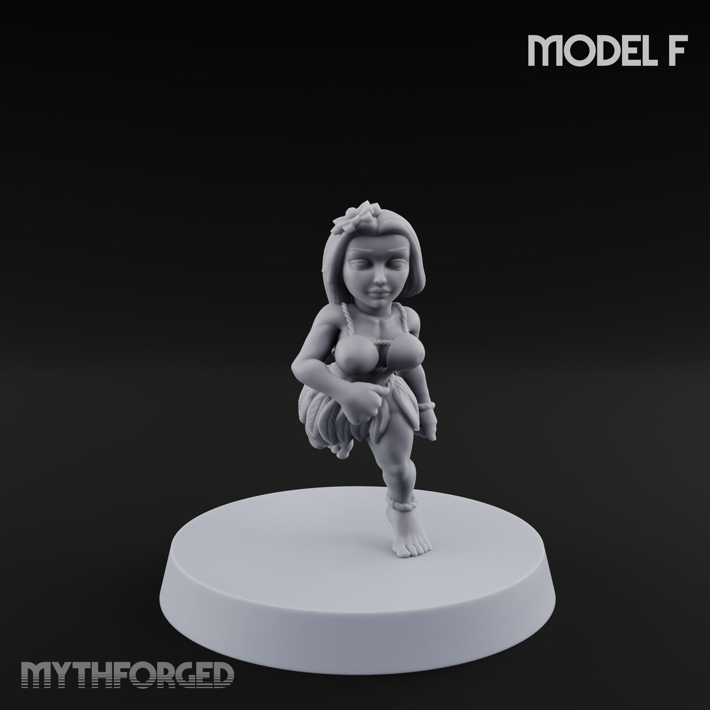 Hula Dancing Halfling Fantasy Football Team Miniature for Dungeons and Dragons, Pathfinder or other TTRPGs