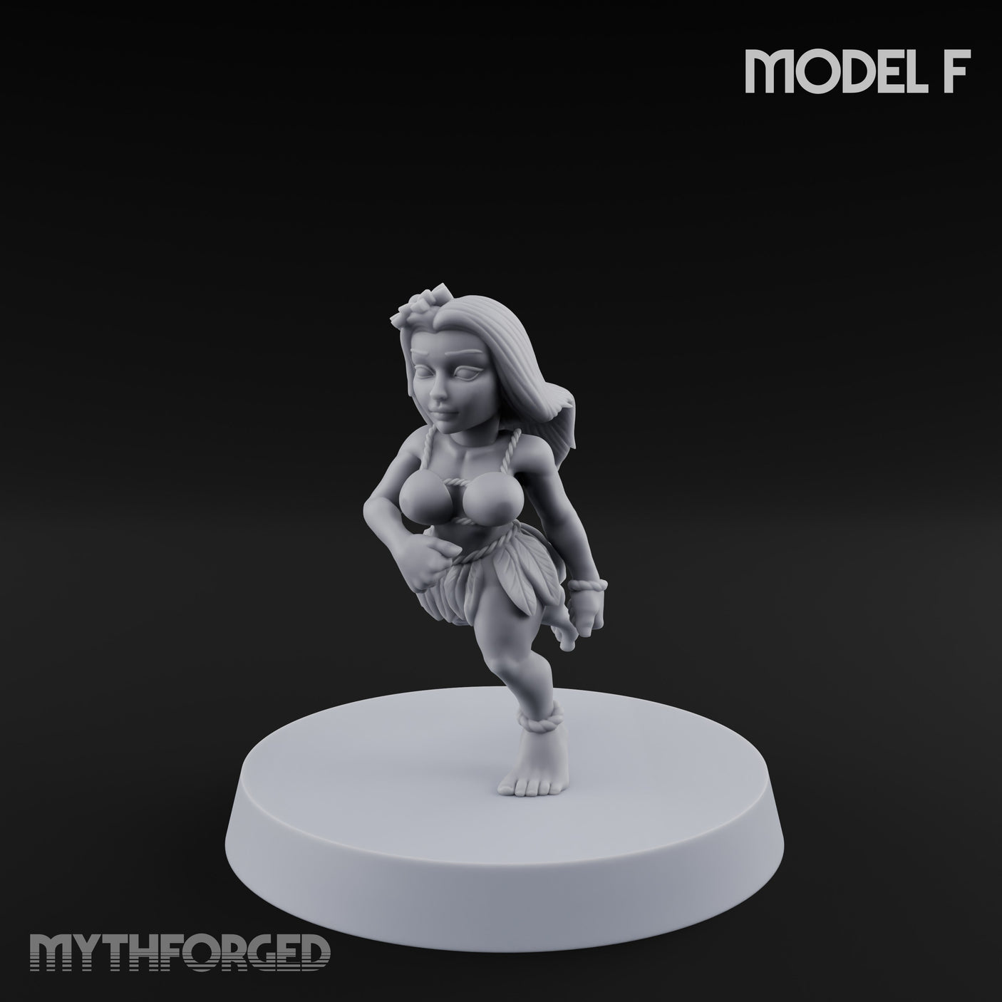 Hula Dancing Halfling Fantasy Football Team Miniature for Dungeons and Dragons, Pathfinder or other TTRPGs