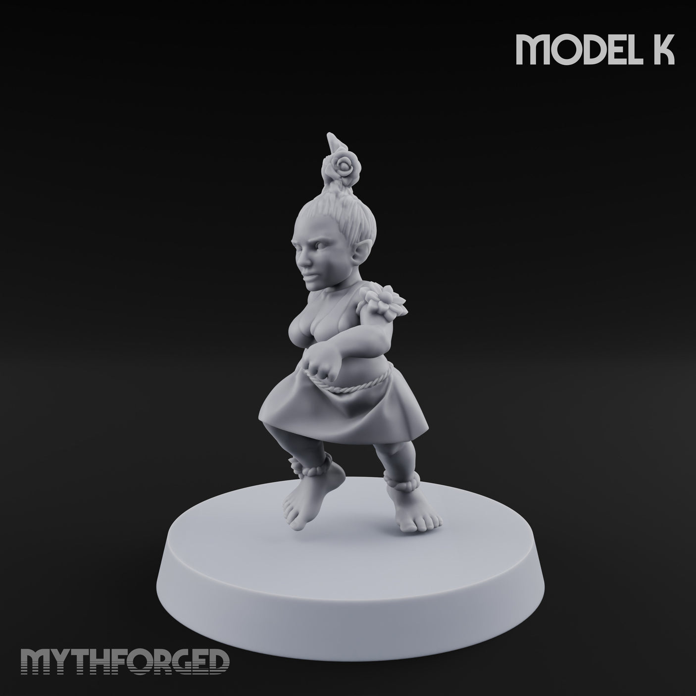 Hula Dancing Halfling Fantasy Football Team Miniature for Dungeons and Dragons, Pathfinder or other TTRPGs