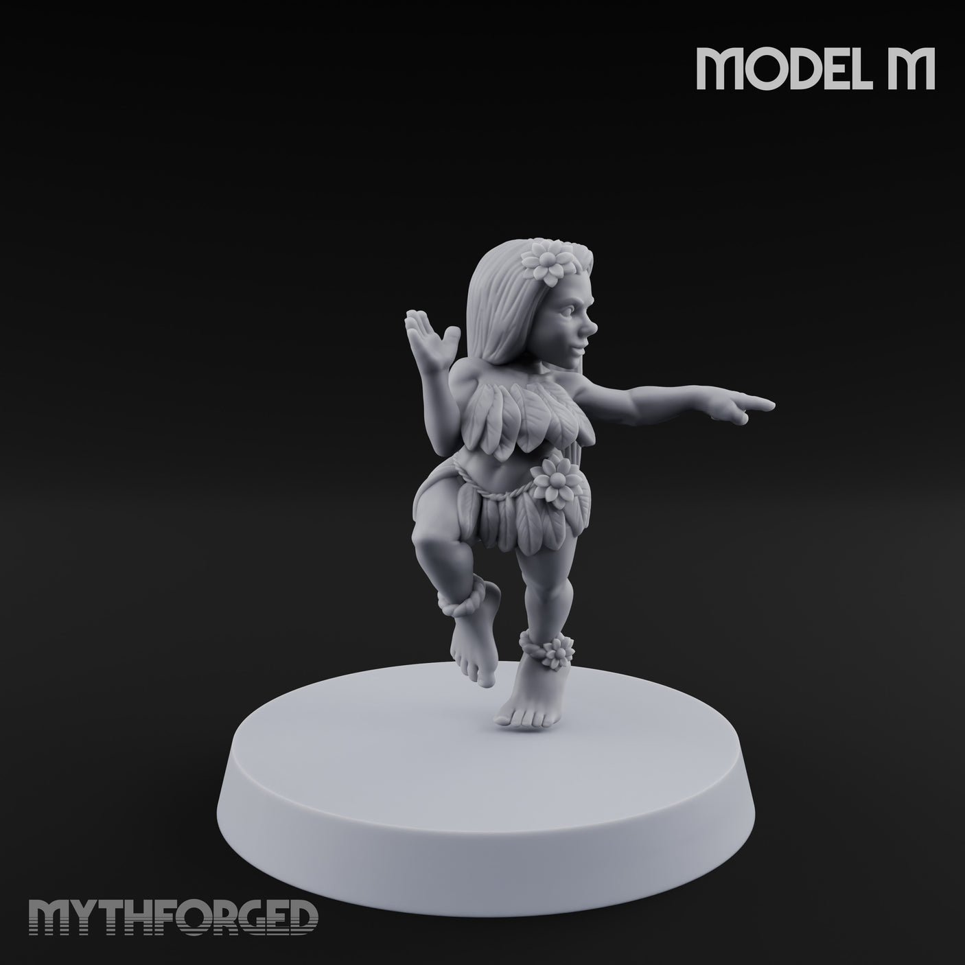 Hula Dancing Halfling Fantasy Football Team Miniature for Dungeons and Dragons, Pathfinder or other TTRPGs