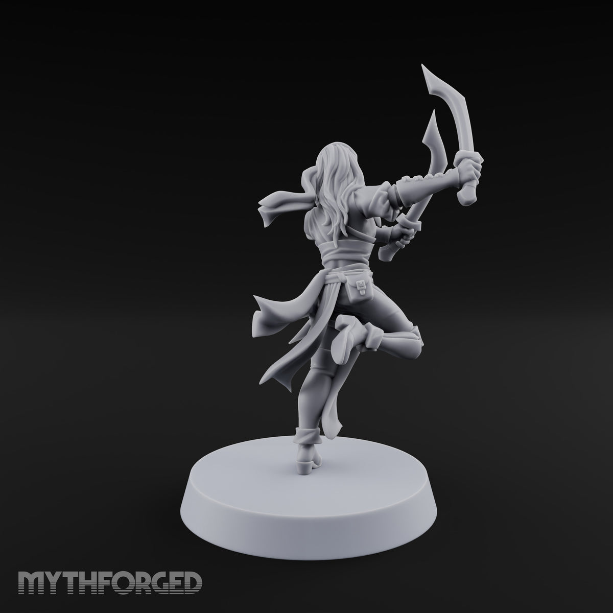Never Lands Twice in One Spot Human Female Rogue with Twin Curved Blades — Swords