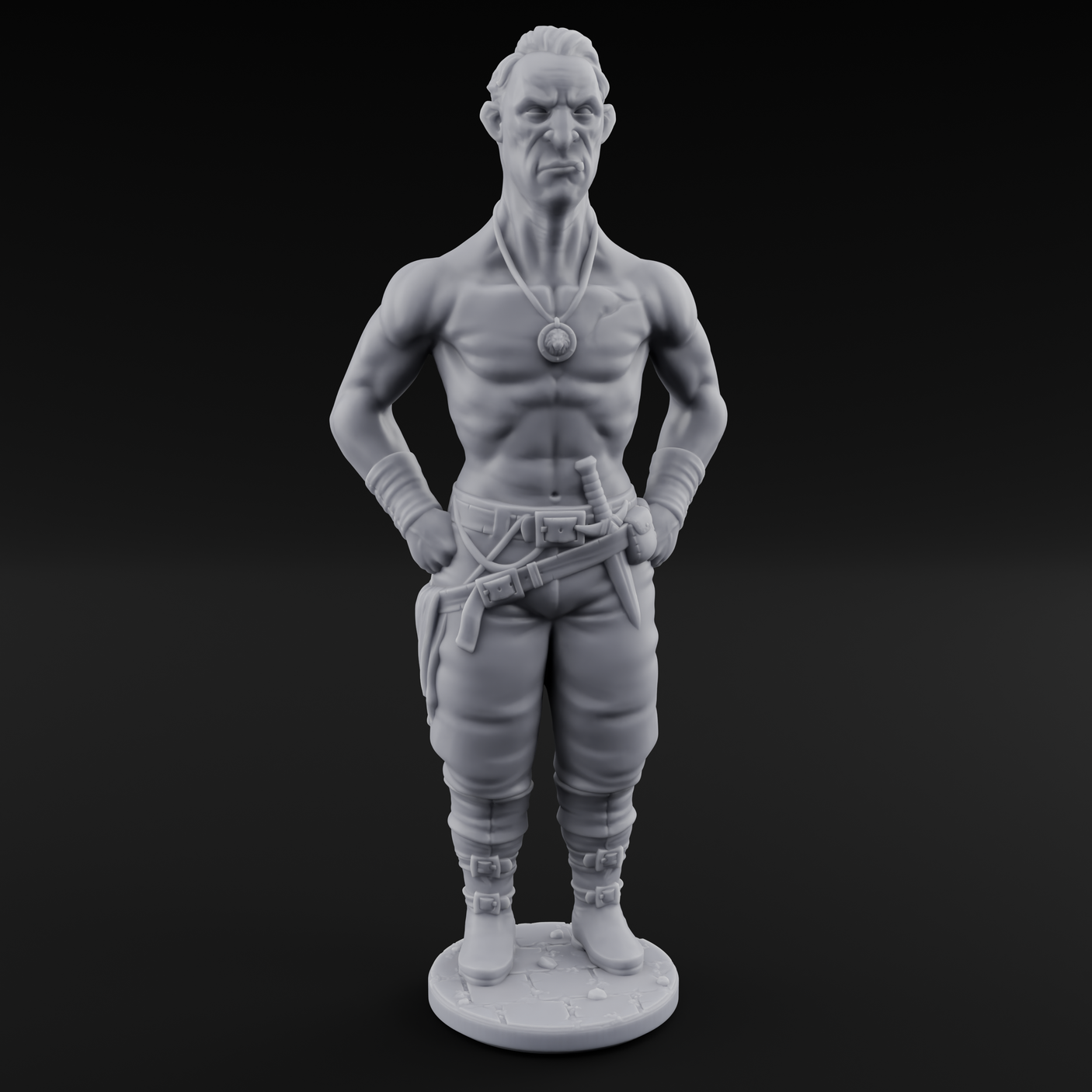 Suns Out Guns Out Human Mercenary C Miniature for Dungeons and Dragons, Pathfinder or other TTRPGs