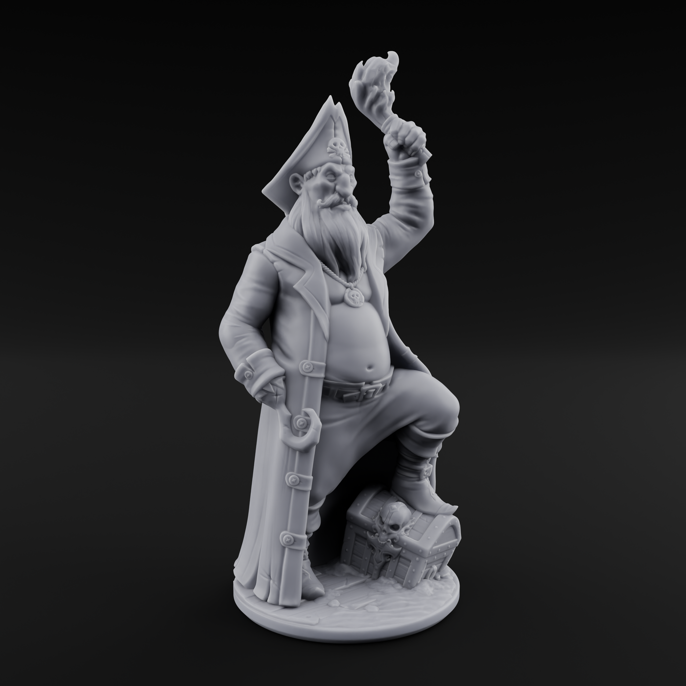 Belly Out Treasure Hunting Human Pirate Captain Miniature for Dungeons and Dragons, Pathfinder or other TTRPGs