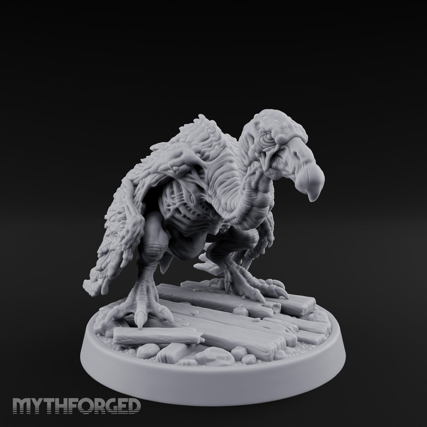 Hunched Rotting Zombie Vulture Miniature for Dungeons and Dragons, Pathfinder or other TTRPGs