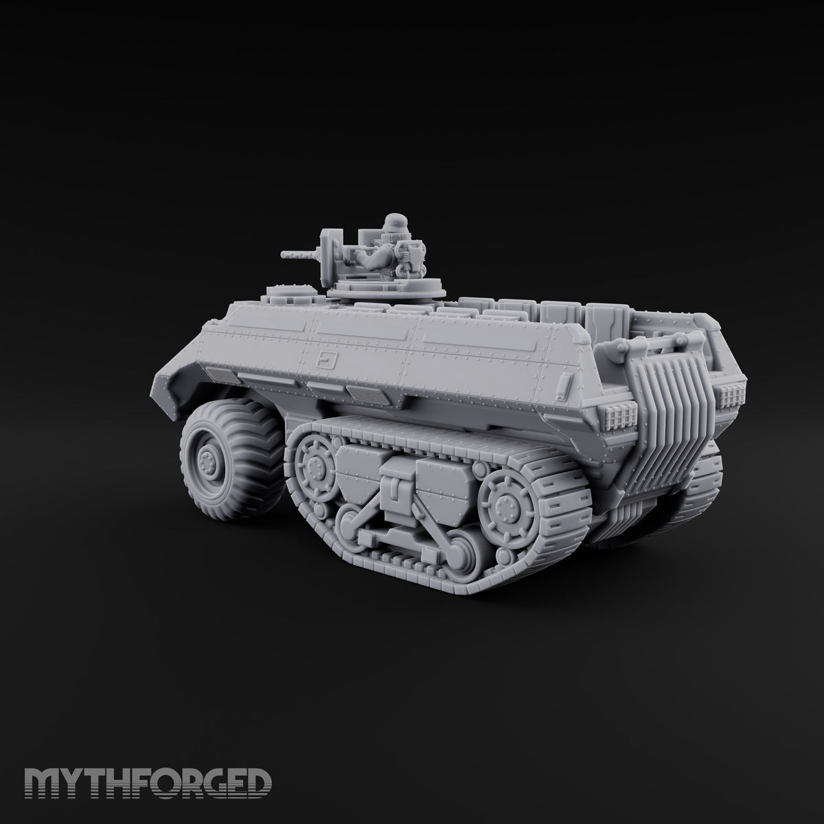 Half Wheels, Half Tracks Sci-Fi Armoured Half-Track Vehicle with Gunner — Gunner Head 2