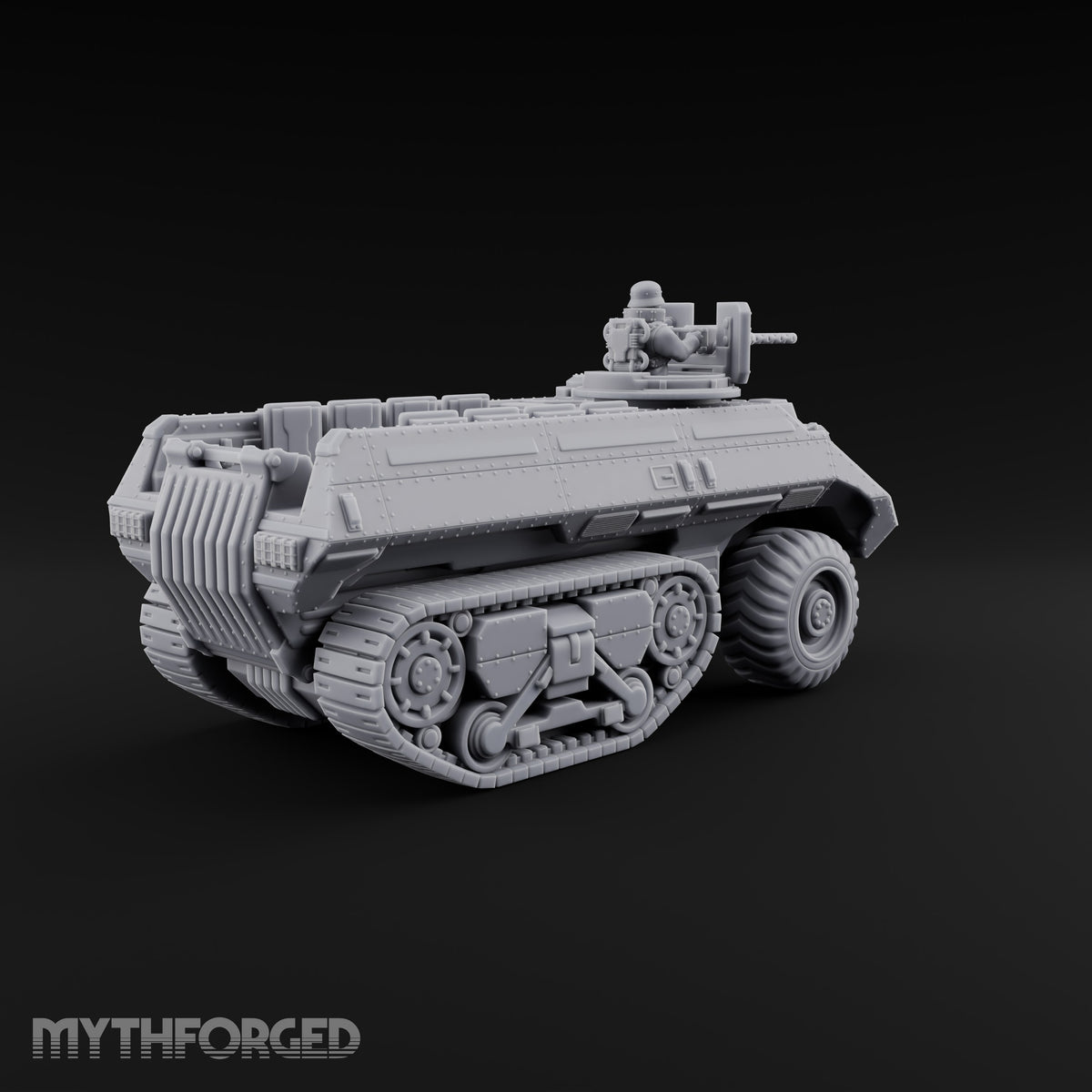 Half Wheels, Half Tracks Sci-Fi Armoured Half-Track Vehicle with Gunner — Gunner Head 3