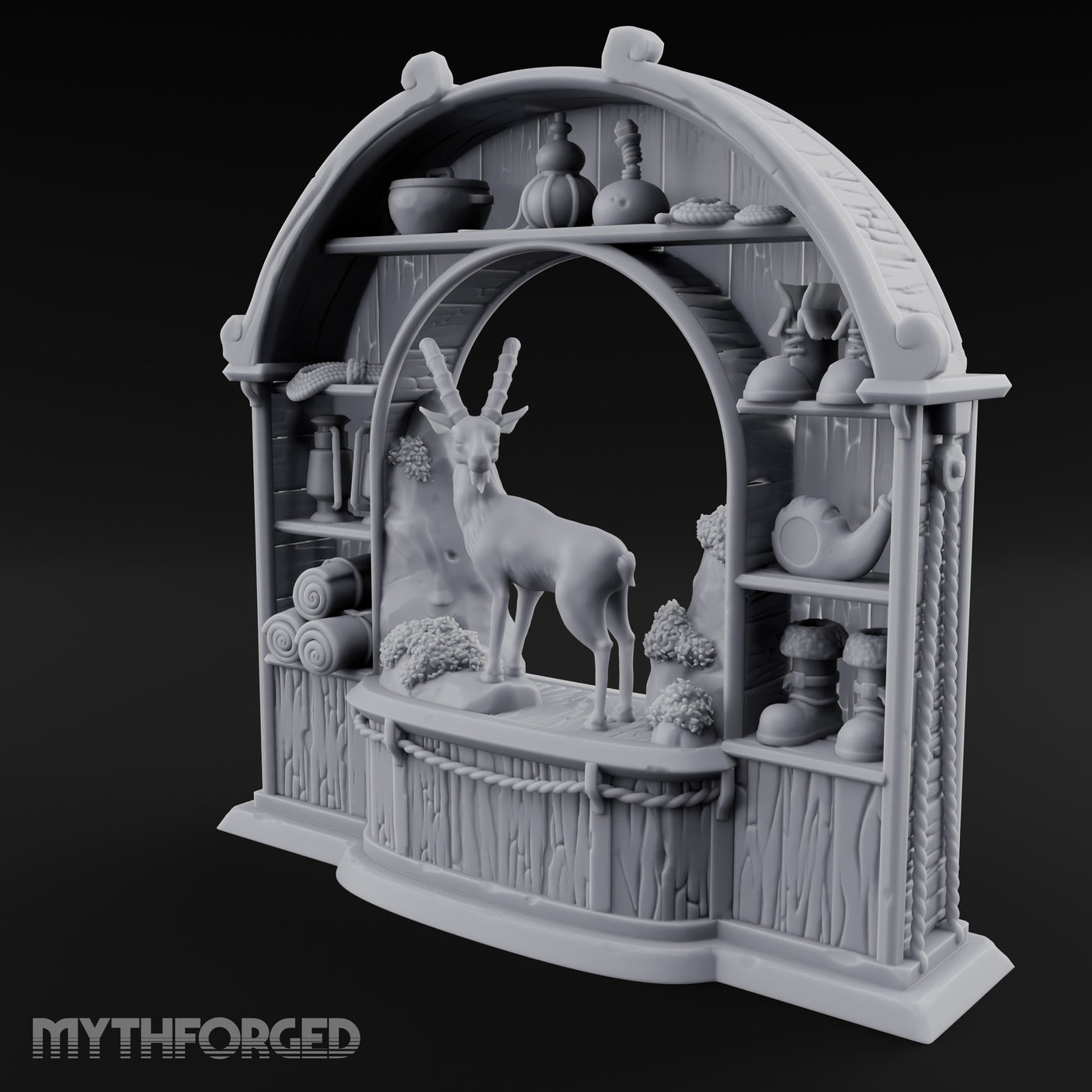 Ibex-Display Rope-Trimmed Adventurer's Shop Front Miniature for Dungeons and Dragons, Pathfinder or other TTRPGs