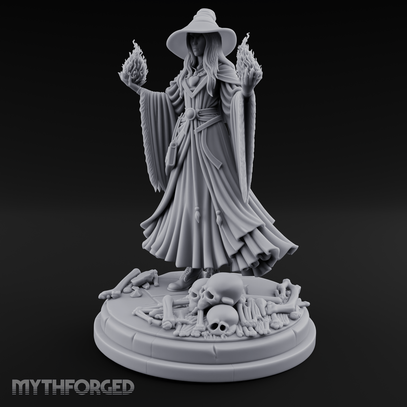 Hands Ablaze Conjuring Human Sorcerer Miniature for Dungeons and Dragons, Pathfinder or other TTRPGs