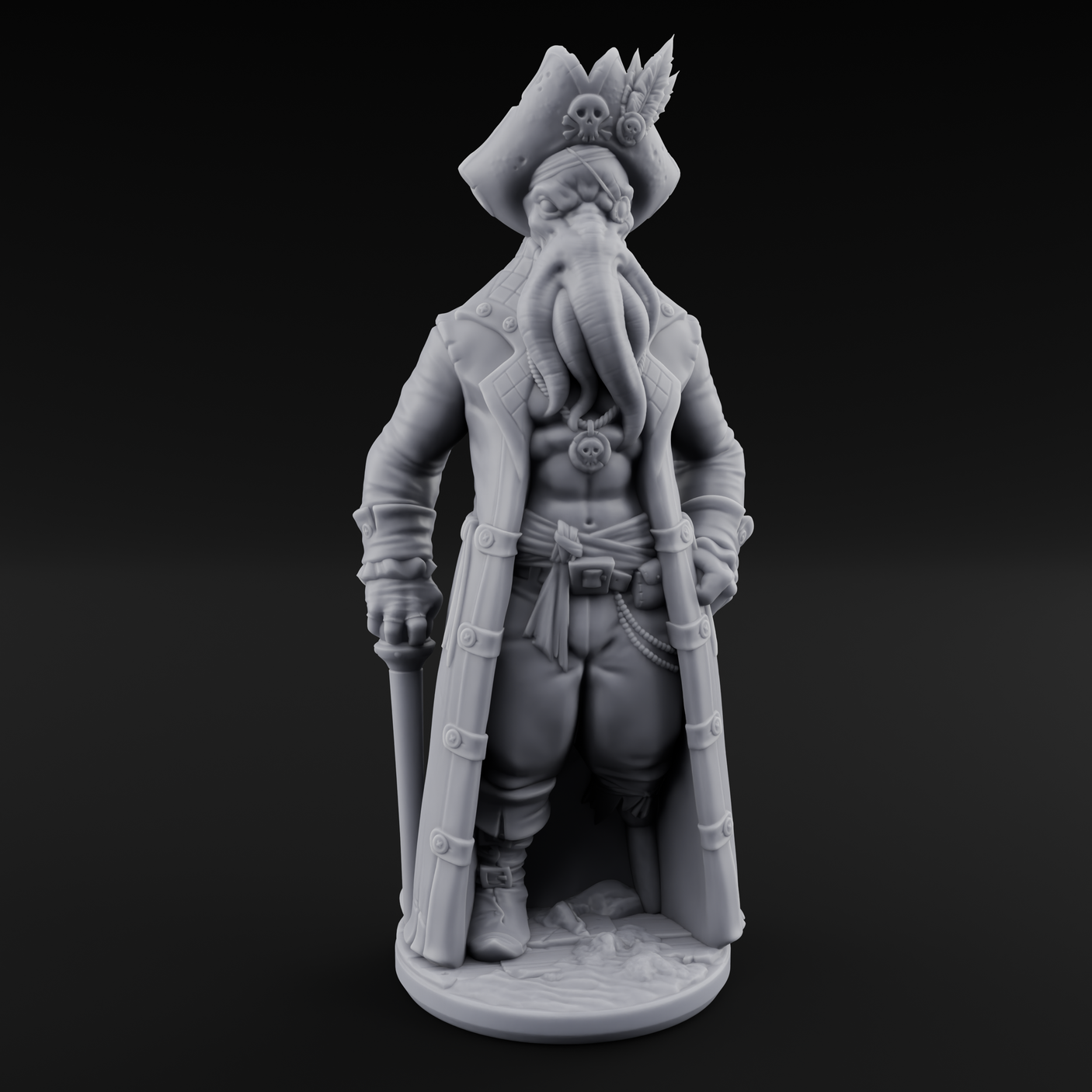 Tentacle Stroking Mind Flayer Captain Miniature for Dungeons and Dragons, Pathfinder or other TTRPGs