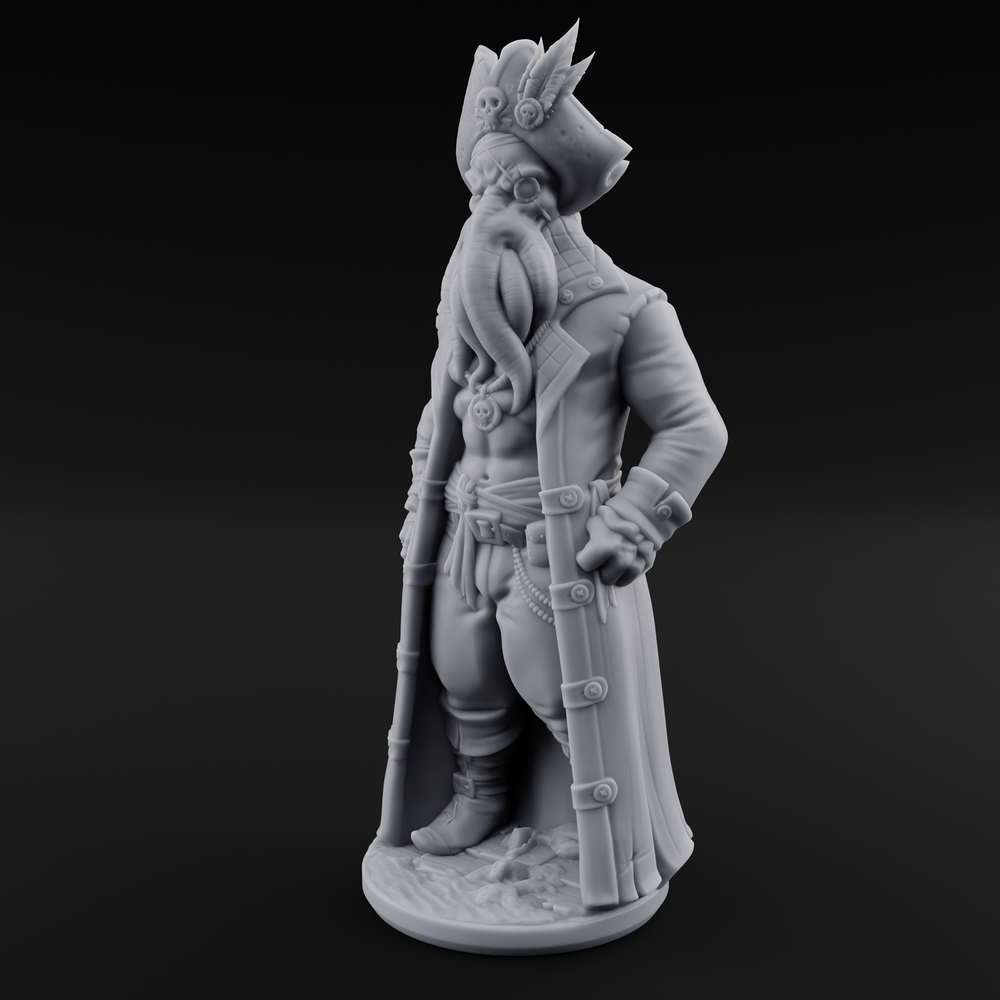Tentacle Stroking Mind Flayer Captain Miniature for Dungeons and Dragons, Pathfinder or other TTRPGs