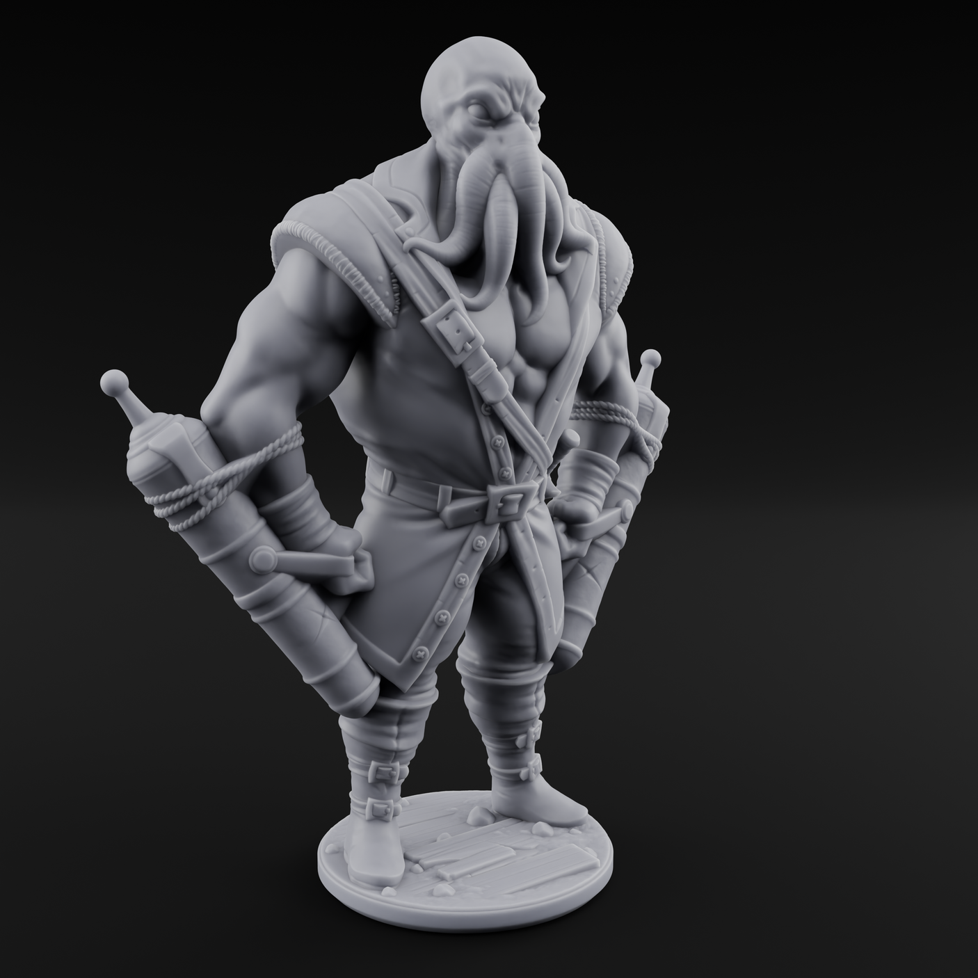 Torch Bearing Buccaneer Mind Flayer Pirates Miniature for Dungeons and Dragons, Pathfinder or other TTRPGs