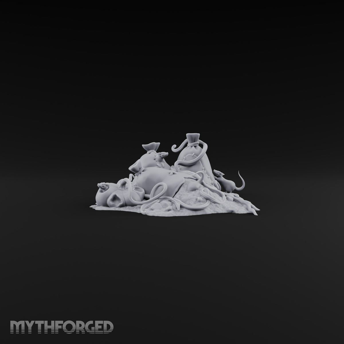 Something Nibbled the Payroll Vine-Wrapped Grain Sacks with Rats on Rubble Base