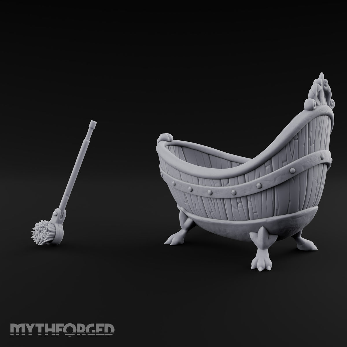 Clawed Feet Wooden Clawfoot Bathtub with Brush