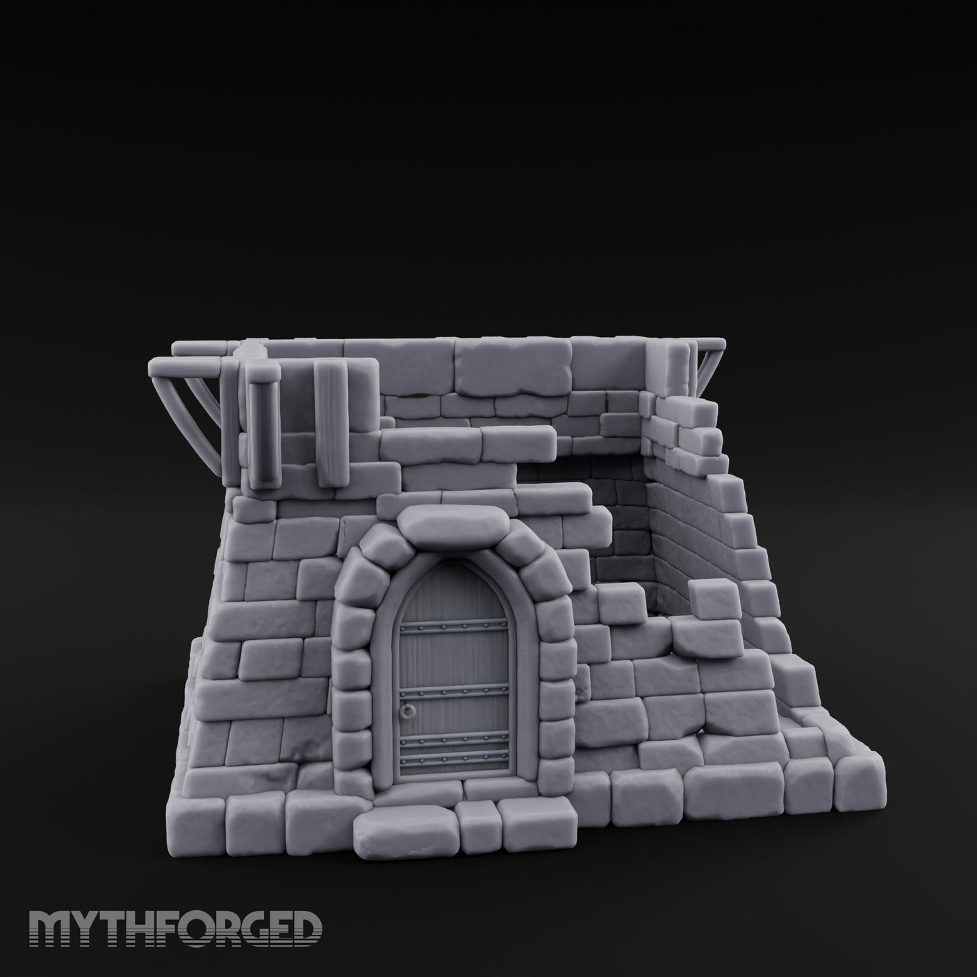 Iron-Banded Arch-Framed Stone Guard Post Miniature for Dungeons and Dragons, Pathfinder or other TTRPGs