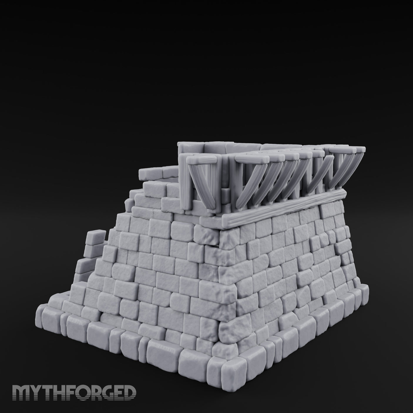 Iron-Banded Arch-Framed Stone Guard Post Miniature for Dungeons and Dragons, Pathfinder or other TTRPGs