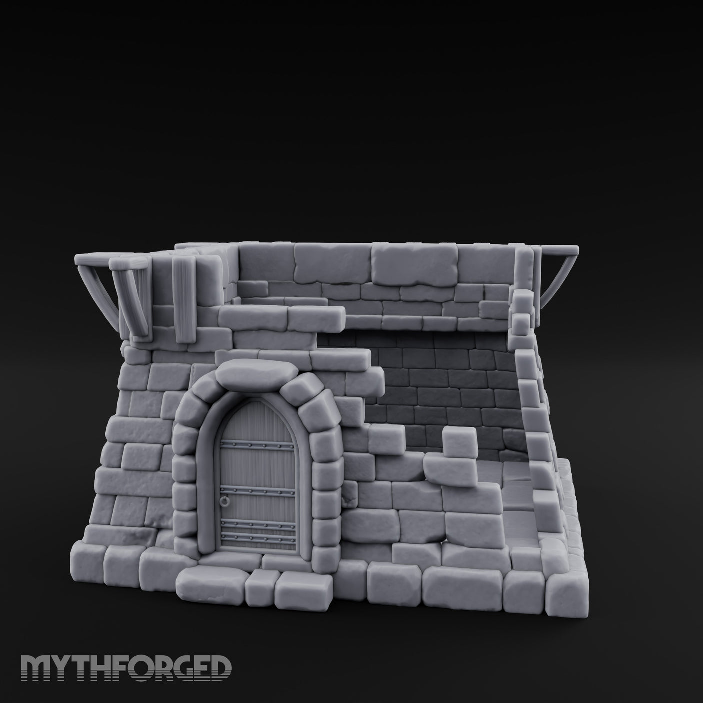 Iron-Banded Arch-Framed Stone Guard Post Miniature for Dungeons and Dragons, Pathfinder or other TTRPGs