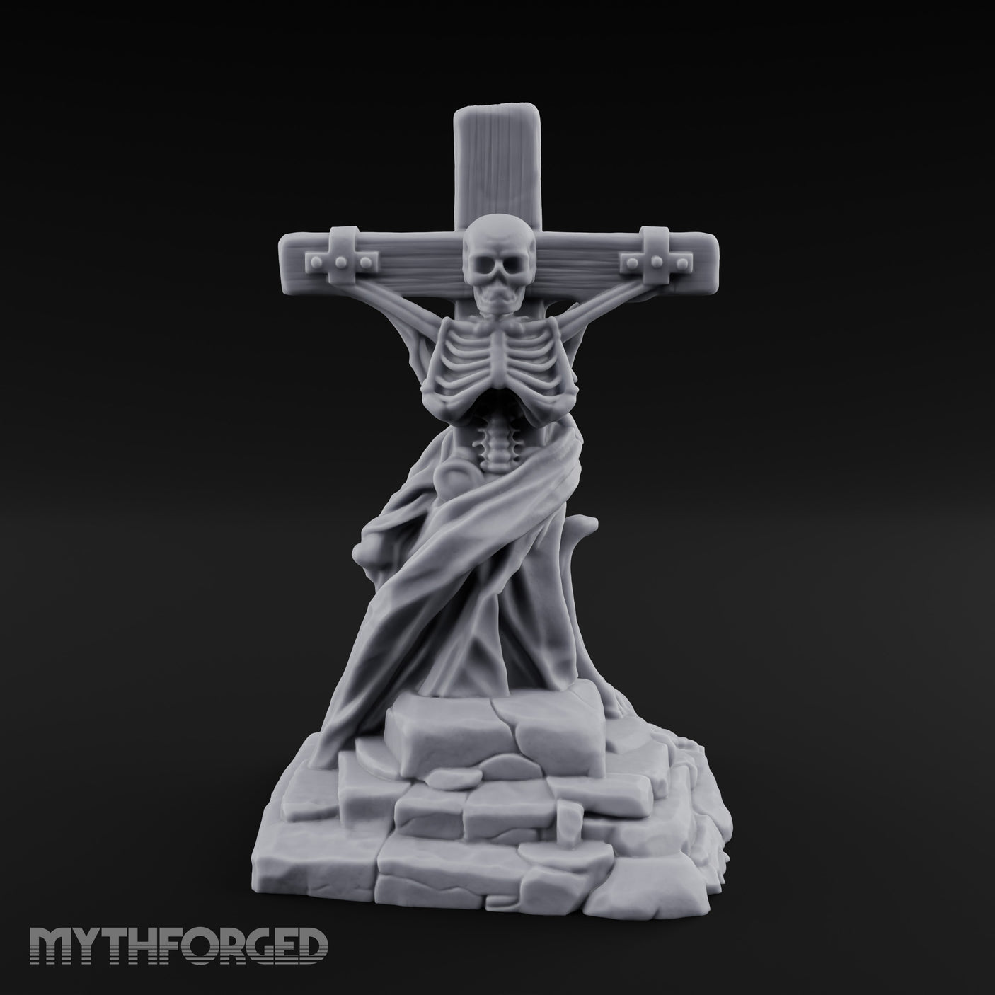 Iron-Bound Shroud-Draped Crucified Skeleton Monument Miniature for Dungeons and Dragons, Pathfinder or other TTRPGs
