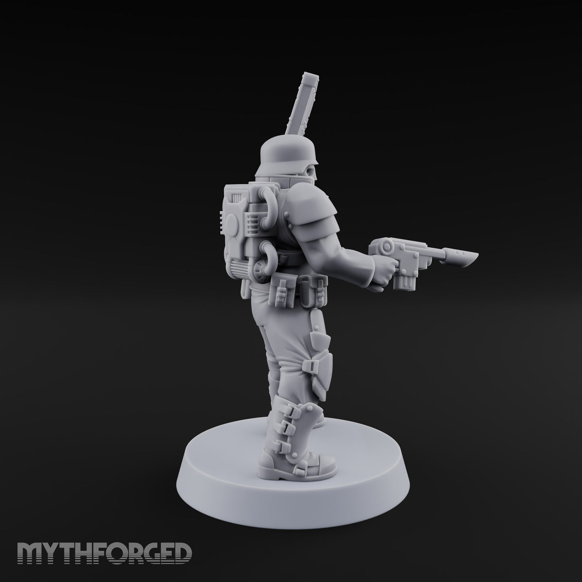 Trust the Moustache Human Armoured Heavy Weapons Soldier B — Chainsword and Pistol