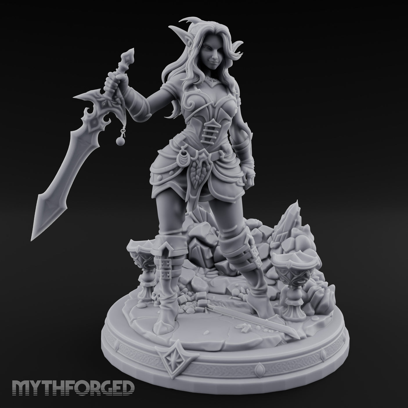Jagged Blade Raised Smirking Elf Warrior gallery 18