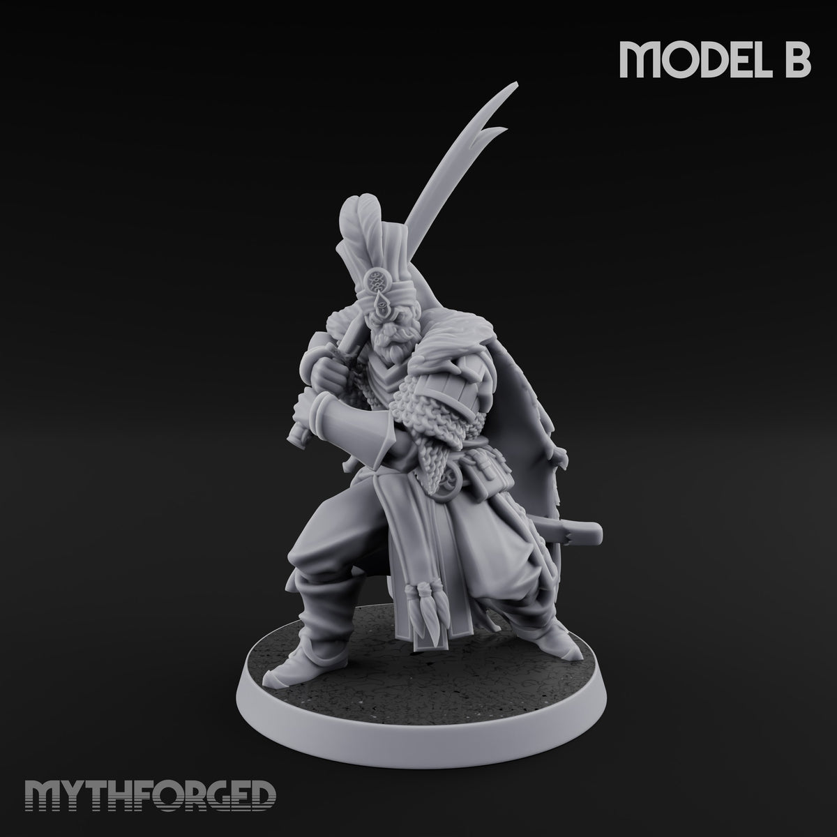 Standing to Arms Human Janissary B Miniature for Dungeons and Dragons, Pathfinder or other TTRPGs