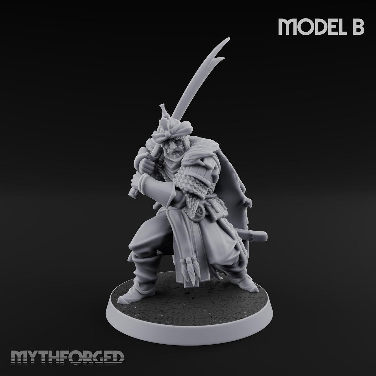 Standing to Arms Human Janissary B Miniature for Dungeons and Dragons, Pathfinder or other TTRPGs