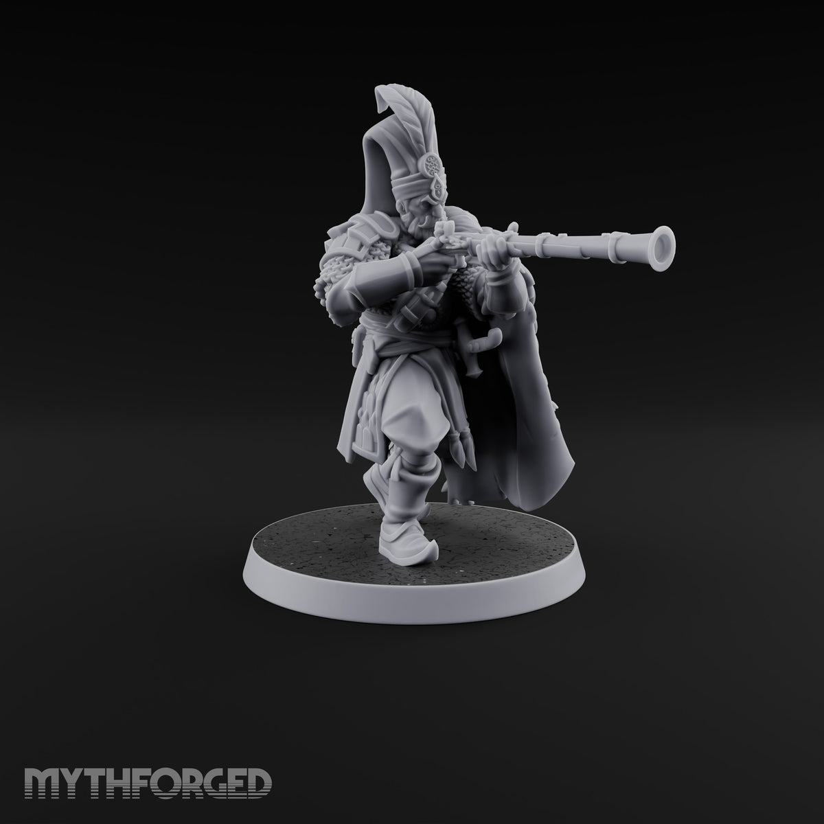 Standing to Arms Human Janissary D Miniature for Dungeons and Dragons, Pathfinder or other TTRPGs
