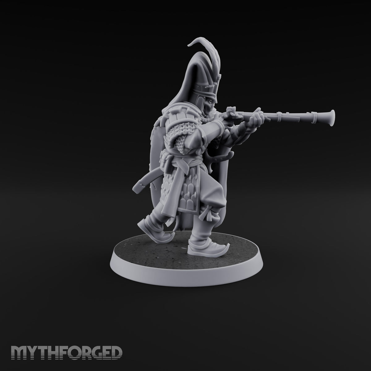 Standing to Arms Human Janissary D Miniature for Dungeons and Dragons, Pathfinder or other TTRPGs
