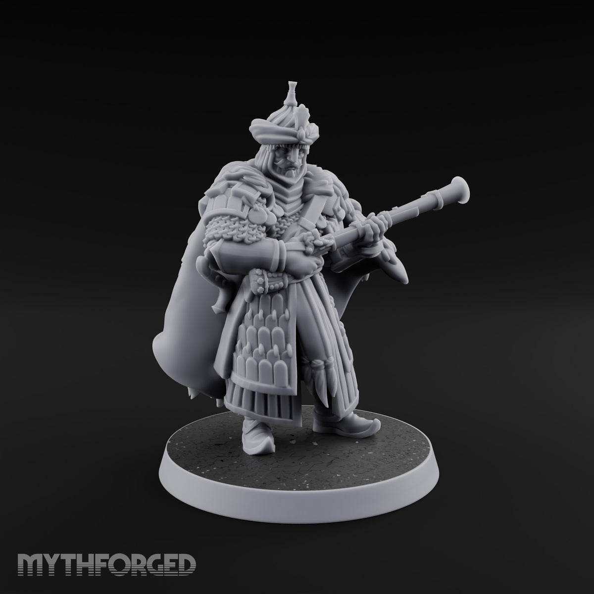 Standing to Arms Human Janissary E Miniature for Dungeons and Dragons, Pathfinder or other TTRPGs