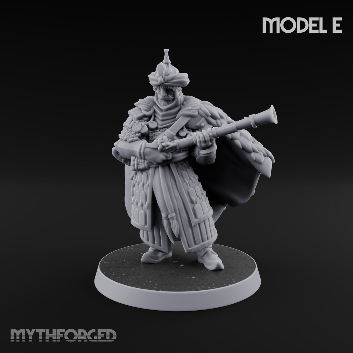 Standing to Arms Human Janissary E Miniature for Dungeons and Dragons, Pathfinder or other TTRPGs