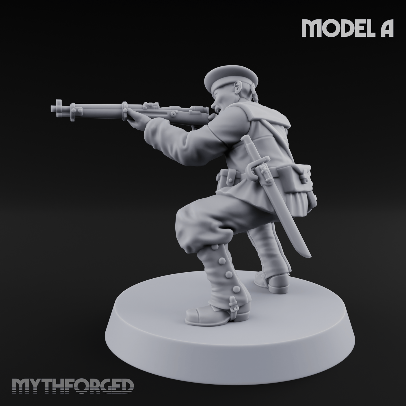 Weird War Japanese Aiming Riflemen A Miniature for Dungeons and Dragons, Pathfinder or other TTRPGs