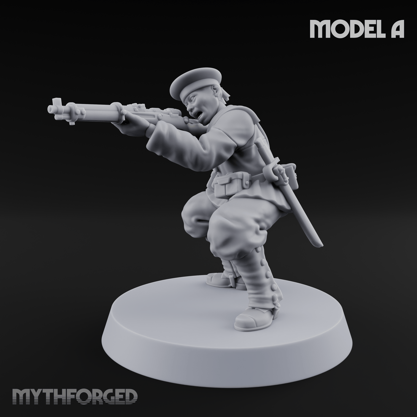 Weird War Japanese Aiming Riflemen A Miniature for Dungeons and Dragons, Pathfinder or other TTRPGs